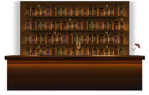 The bar counter top